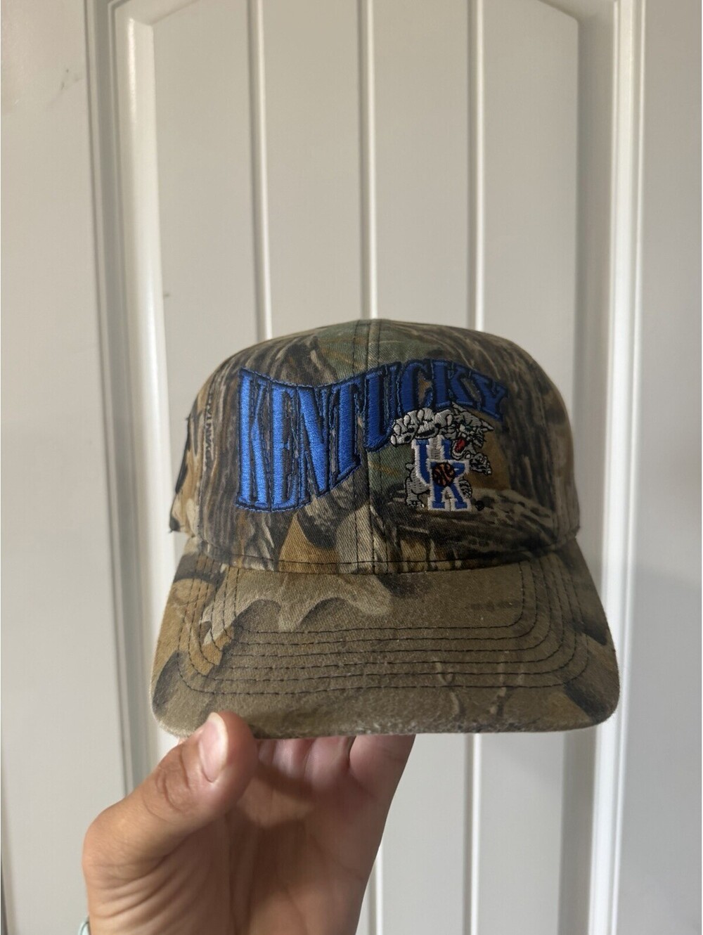 Vintage Kentucky Wildcats KU Camo Snapback Hat Outdoor Cap
